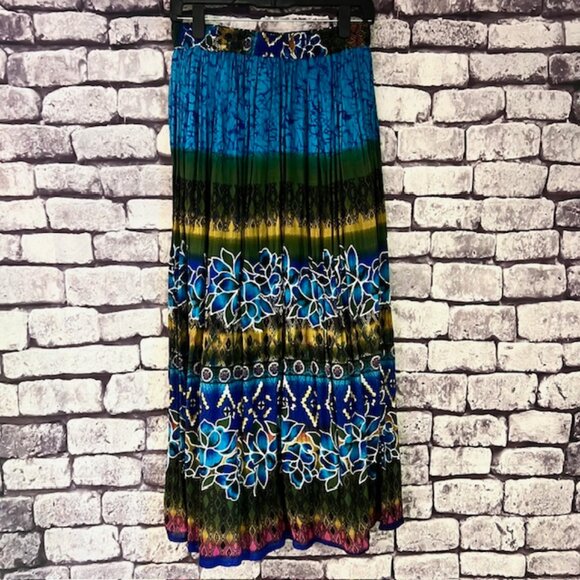 Chaudry KC Multicolored Gauzy Pleated Skirt Size M - Picture 1 of 9